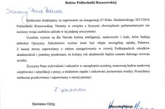 Prezydent RP i marszałek Sejmu z życzeniami dla Politechniki Rzeszowskiej